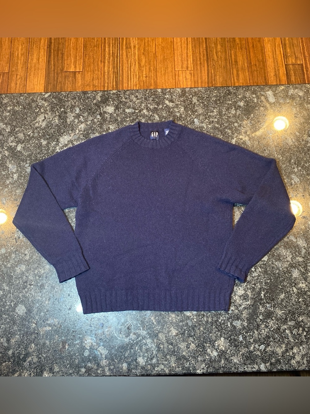 Vtg GAP Men's Navy Solid Long Sleeve Pullover Wool Sweater Large